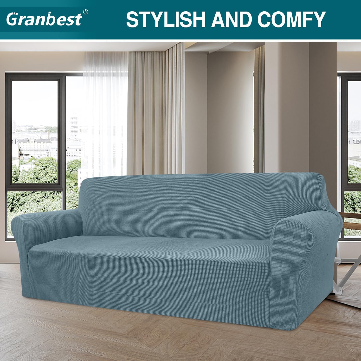 Granbest - housse de canapé Jacquard - 4 places - extensible, protection animaux