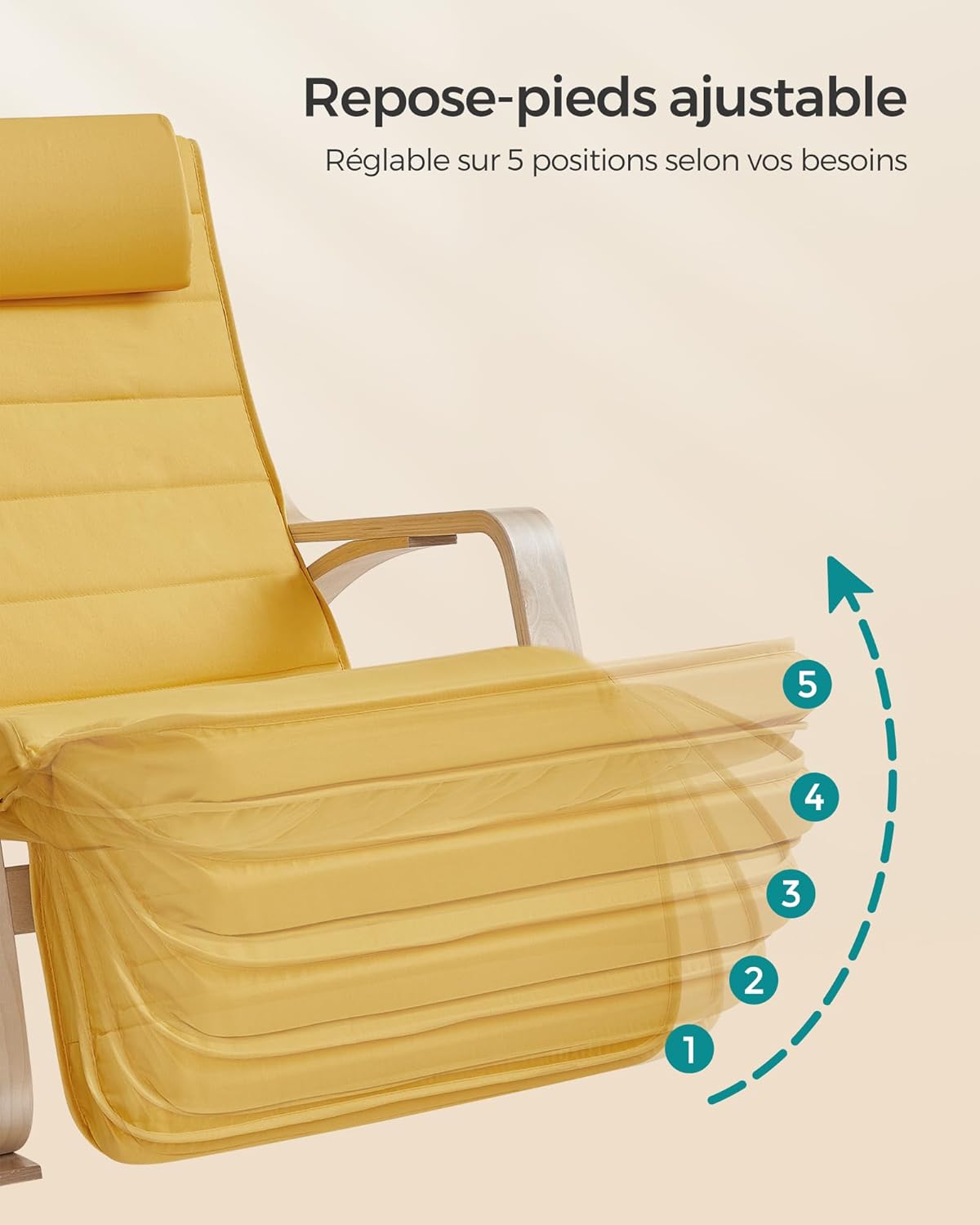 SONGMICS - fauteuil à bascule, bois, 121.5x67x84cm, 150kg, LYY010YE01