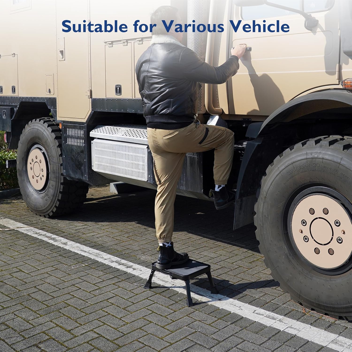 BONTEC - marche pied pliable métal - 150kg - tabouret portable antidérapant