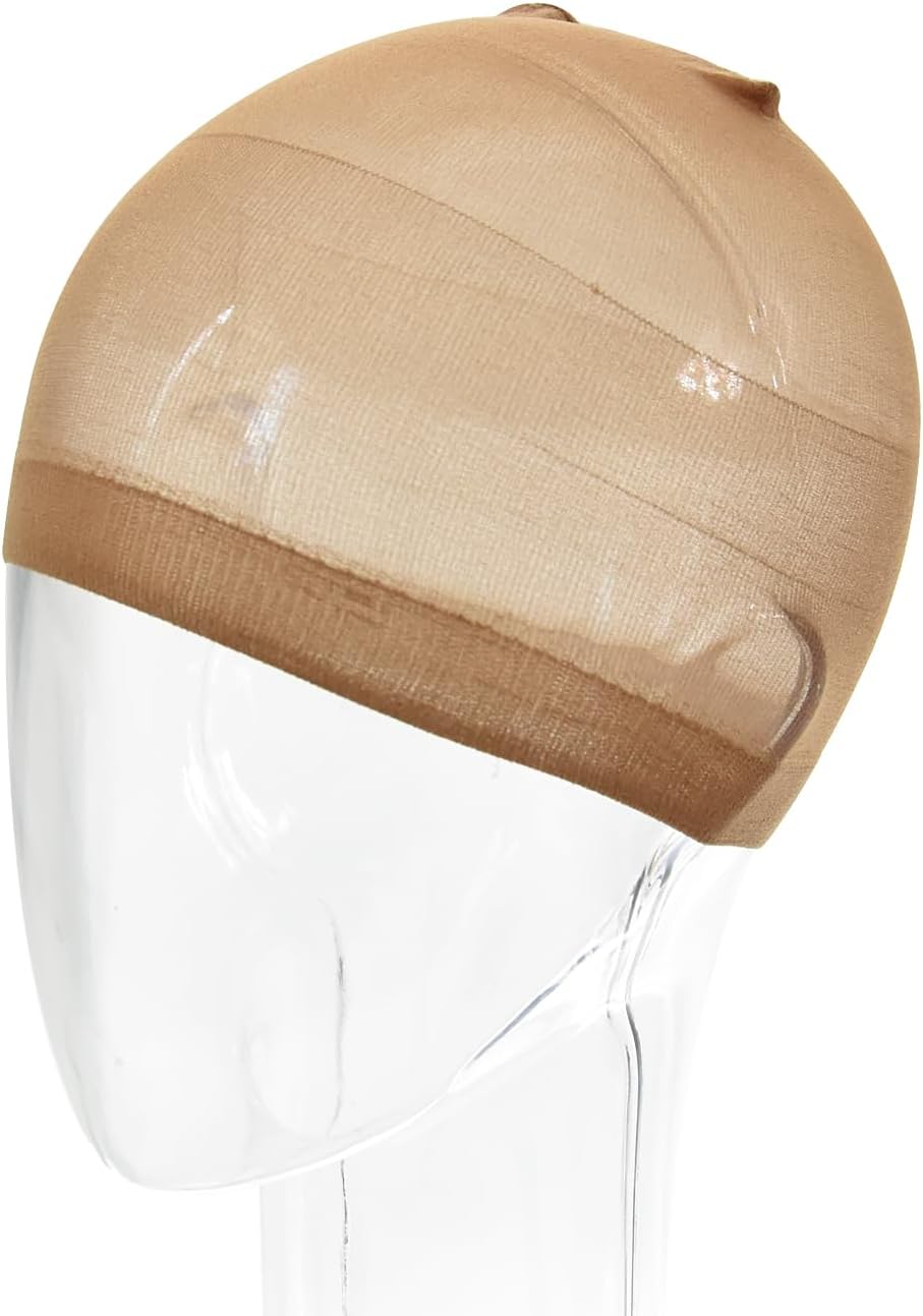 Bonnet perruque en nylon - 12 pièces - respirant, marron clair