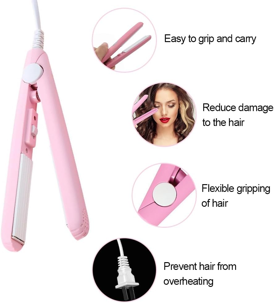 Fer à lisser - 2 en 1 mini céramique - compact - lisseur friseur autom.