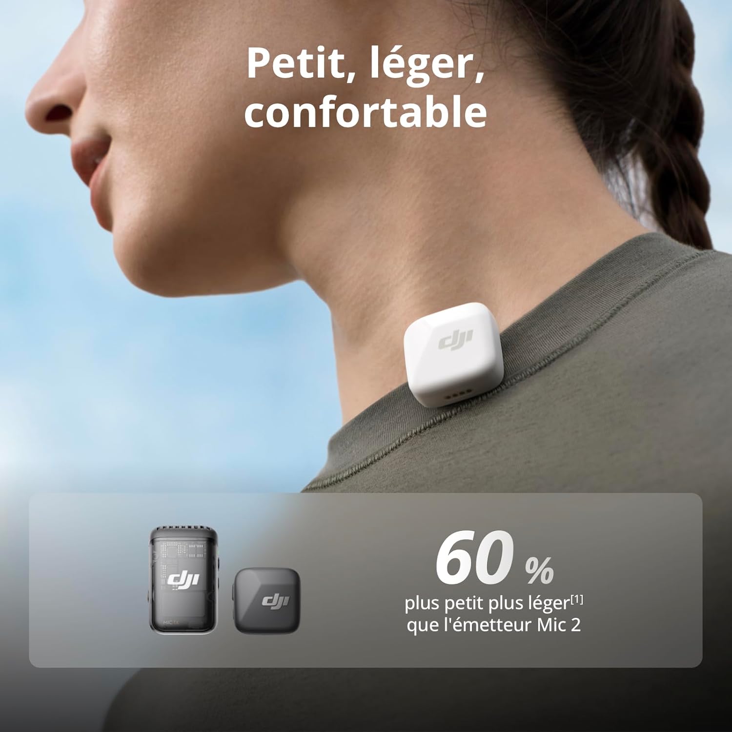 DJI - Mic Mini série - ultraléger - micro sans fil, 300m, réduction bruit