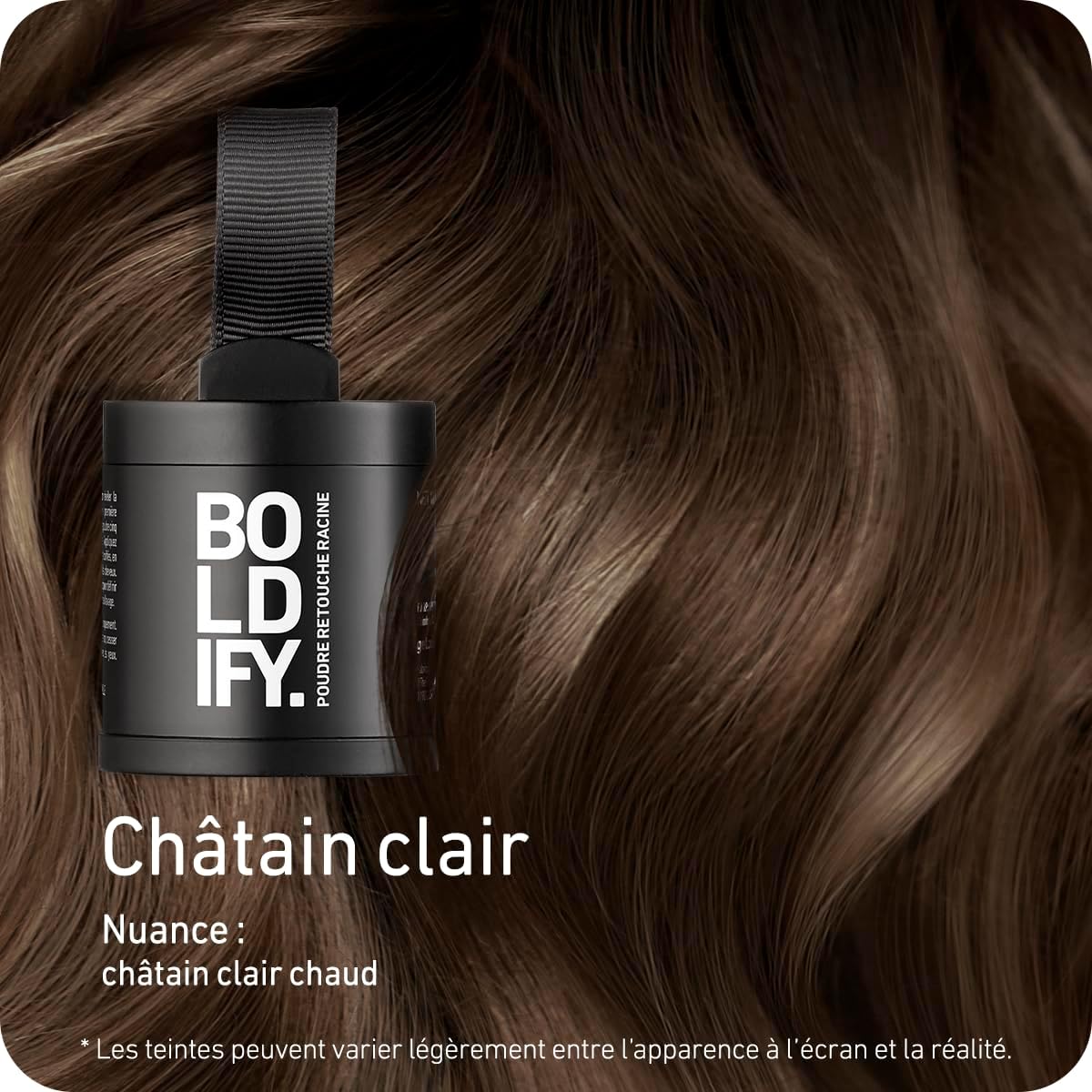 BOLDIFY - Poudre de Retouche Racines - 10g - Marron Clair, camouflage cheveux gris