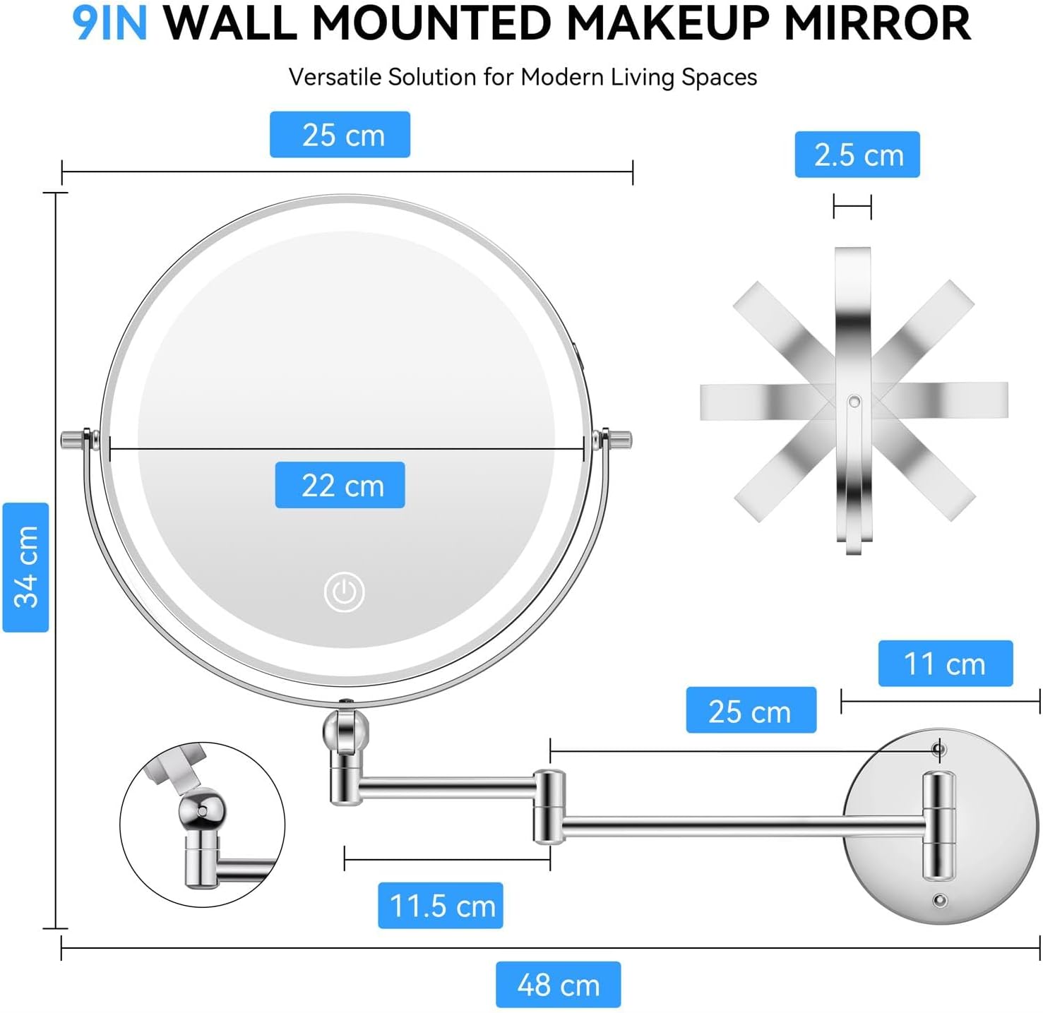 Auxmir - miroir mural double face 9