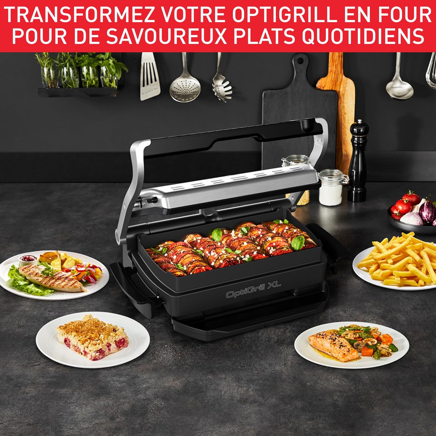 Tefal - Optigrill & Bake XL - XL 8 pers. - 9 programmes, four, GC724D12
