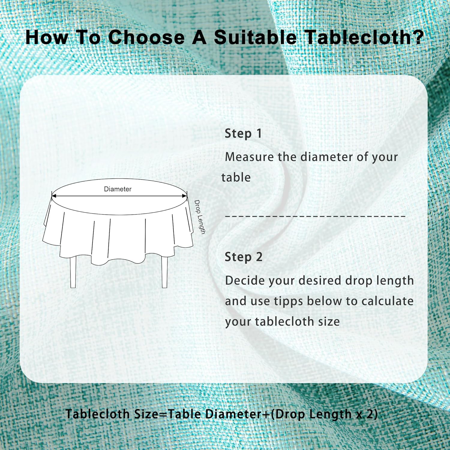 DWCN - Nappe ronde effet lin 180 cm, lavable, anti-tache, imperméable