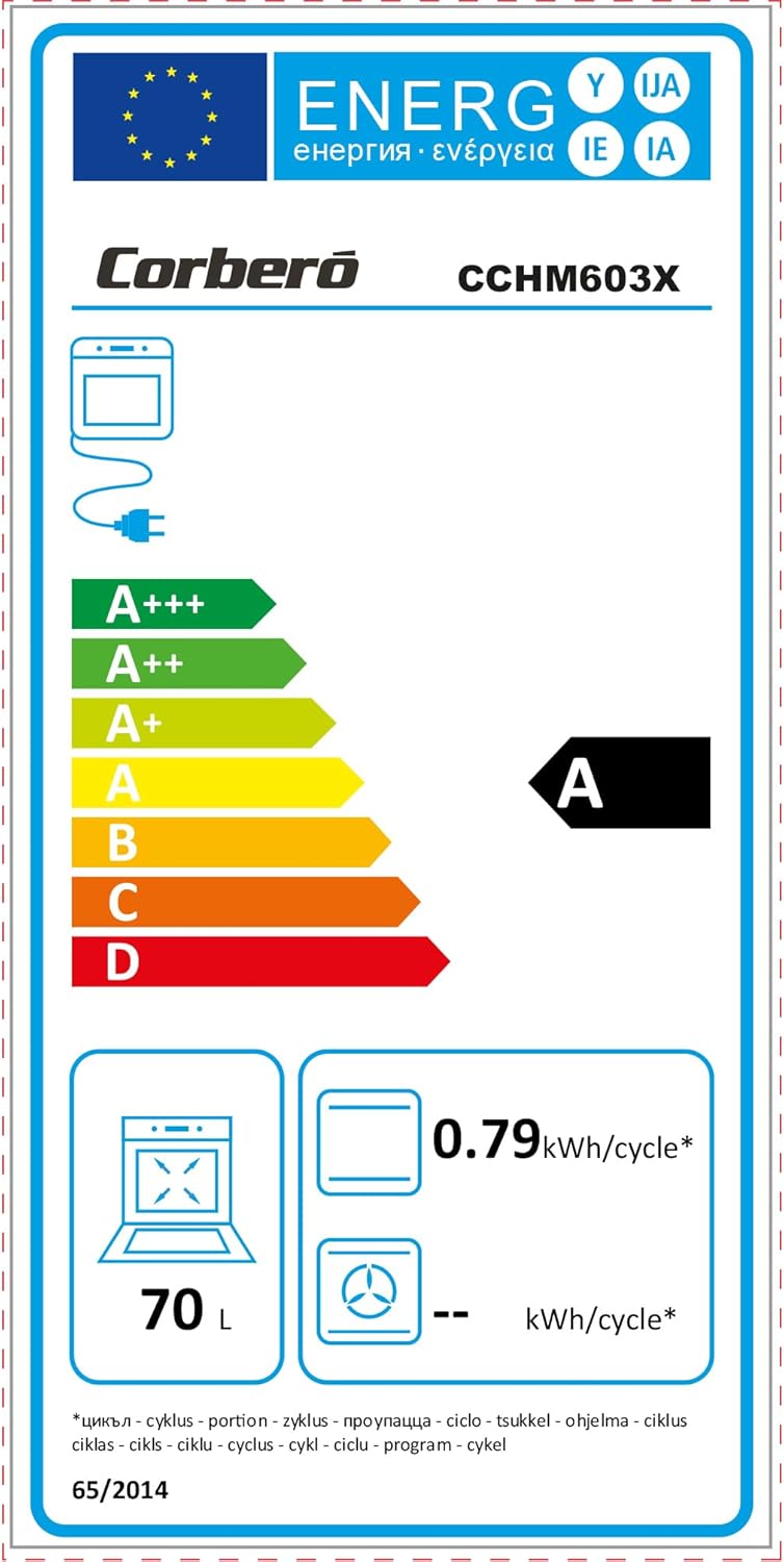 Corberó - four série CCHM603X - 70L, 2100W, hydrolyse, inox