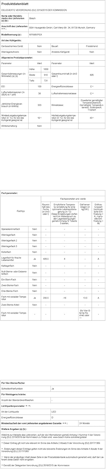 Bosch - Série 4 multi-portes, 605L, 183x91cm, inox, anti-traces KFN96VPEA
