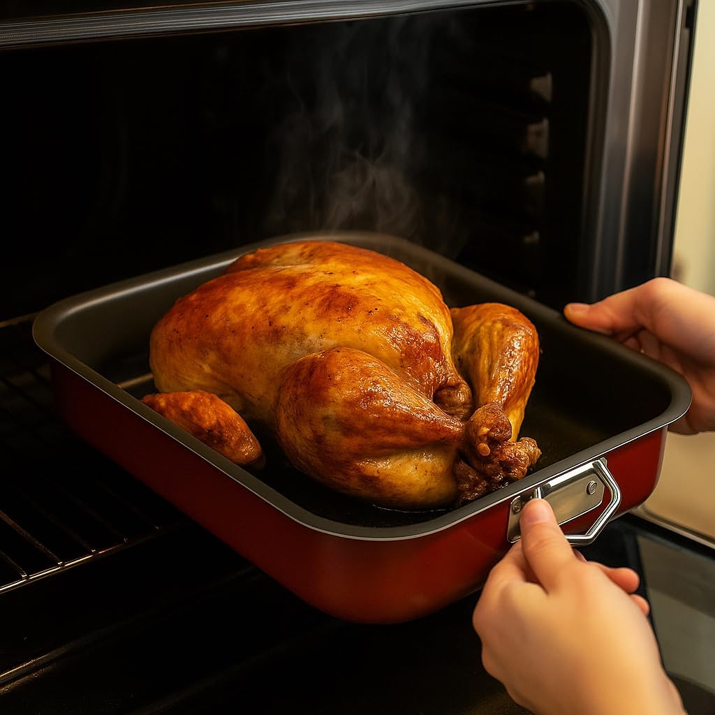 Menax - Plat à four set 3 pièces - poignées - revêtement antiadhésif