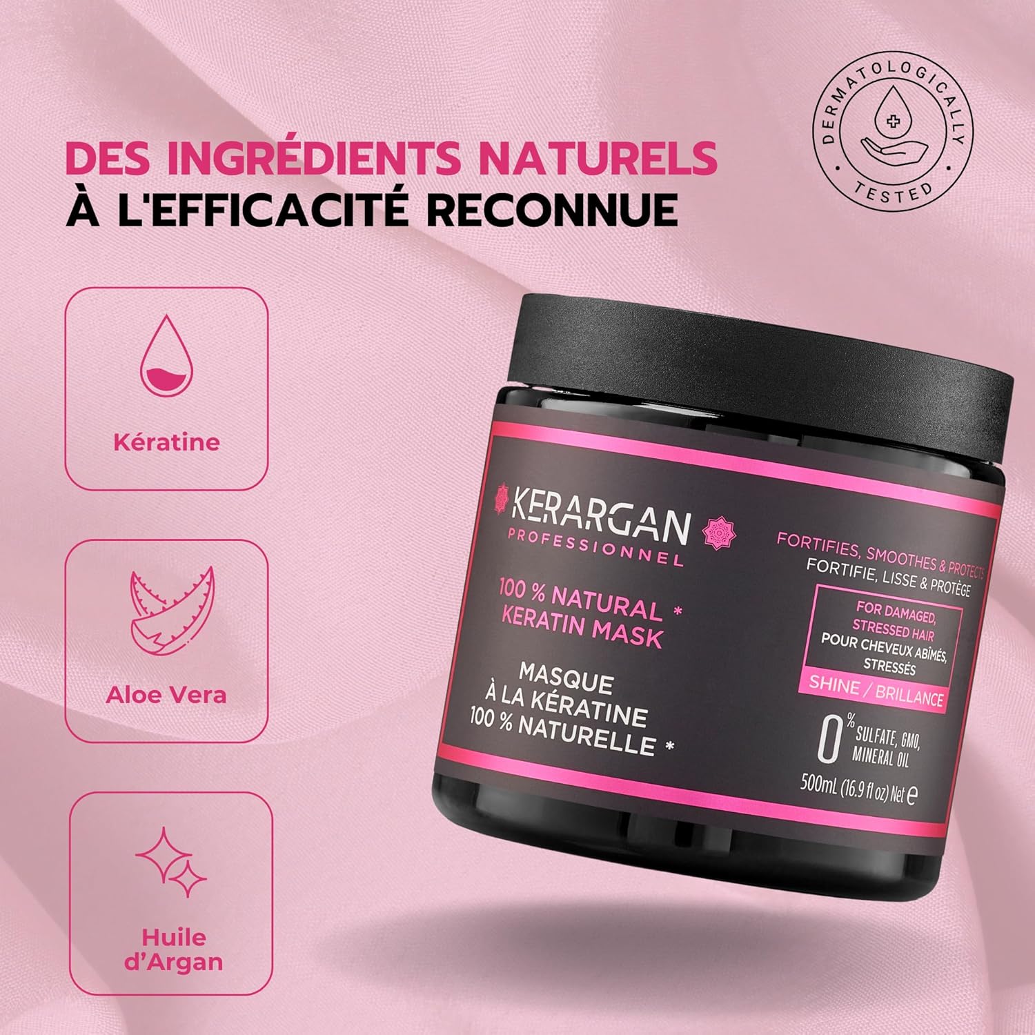 Kerargan - masque ultra réparateur 500ml - kératine, sans sulfate