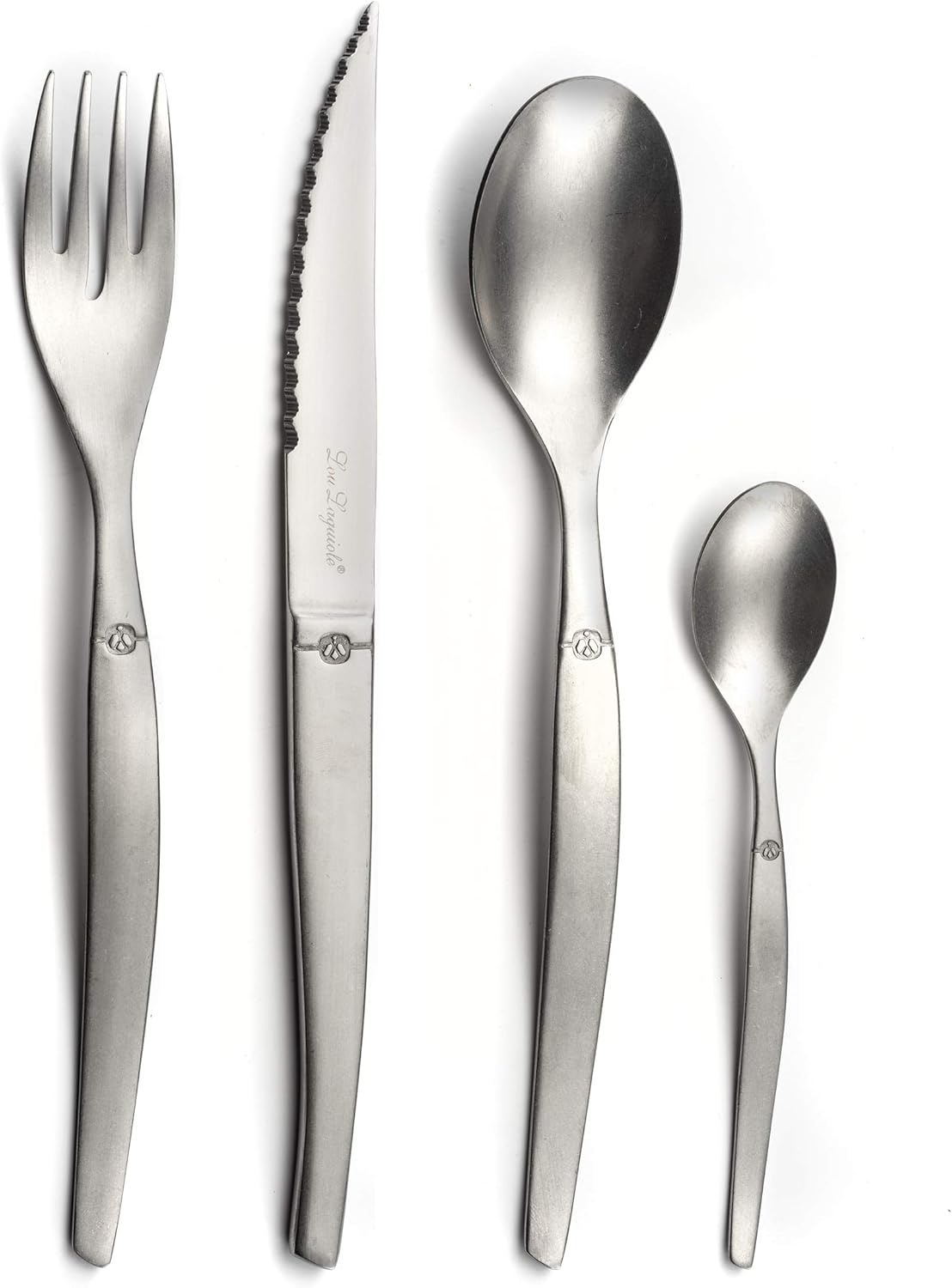 Lou Laguiole - Jet - ménagère 24 pièces, inox 18/0, brillant, gris vintage