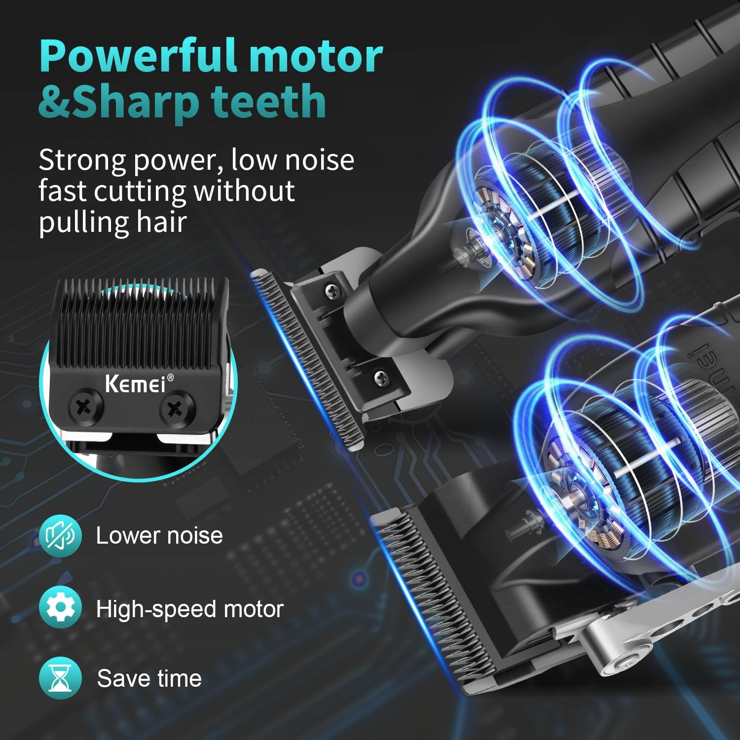 Kemei - tondeuse homme série professionnelle - sans fil, barbe, coupe précise - KM-2296, KM-2299