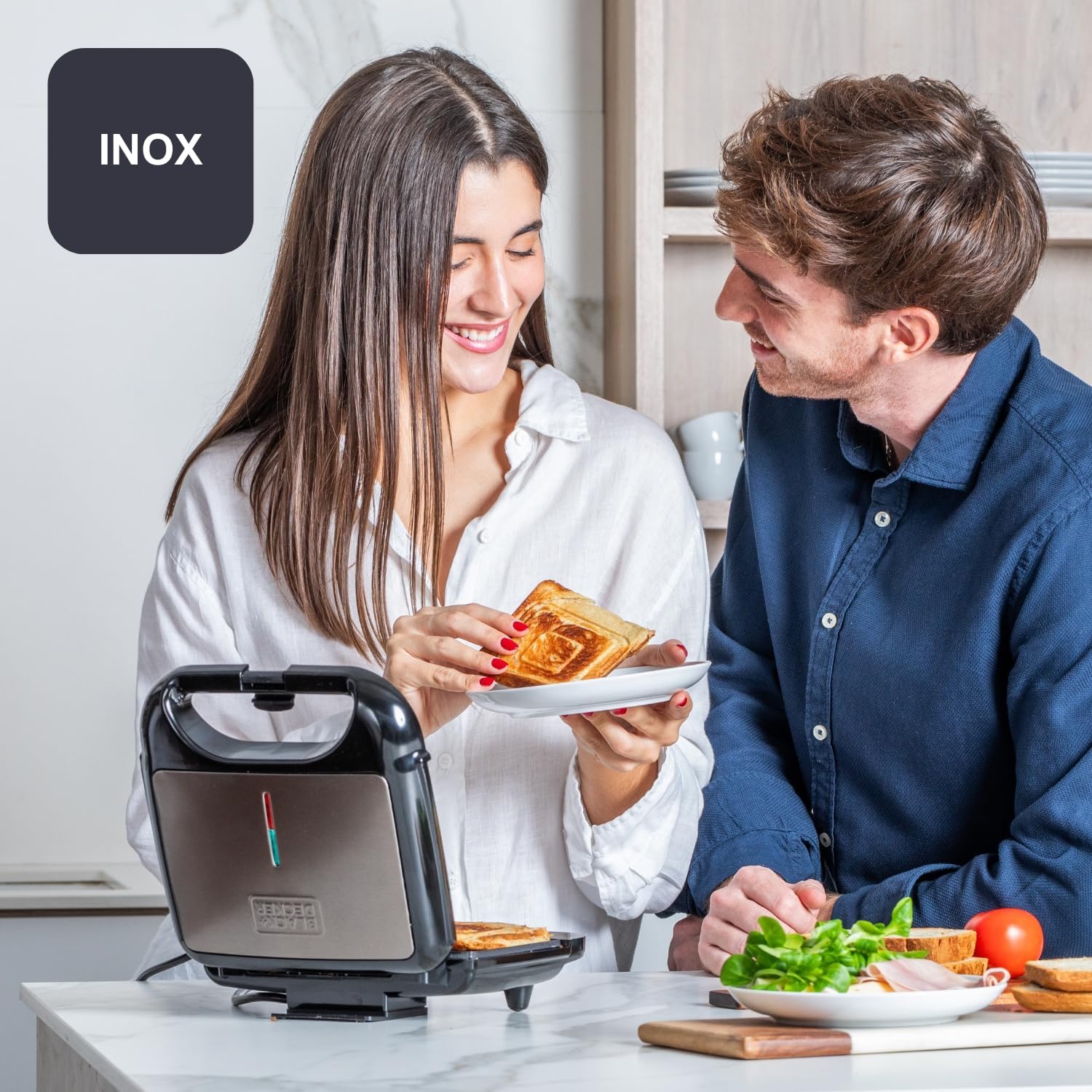 BLACK+DECKER - machine à sandwich 750W - 2 sandwiches - plaques antiadhésives