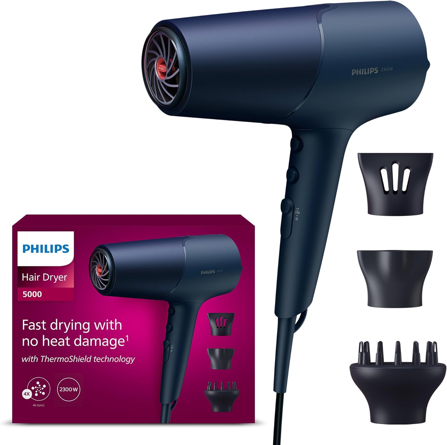 Philips - 5000 Series sèche-cheveux, 2300W, ionique, ThermoShield, BHD510/20