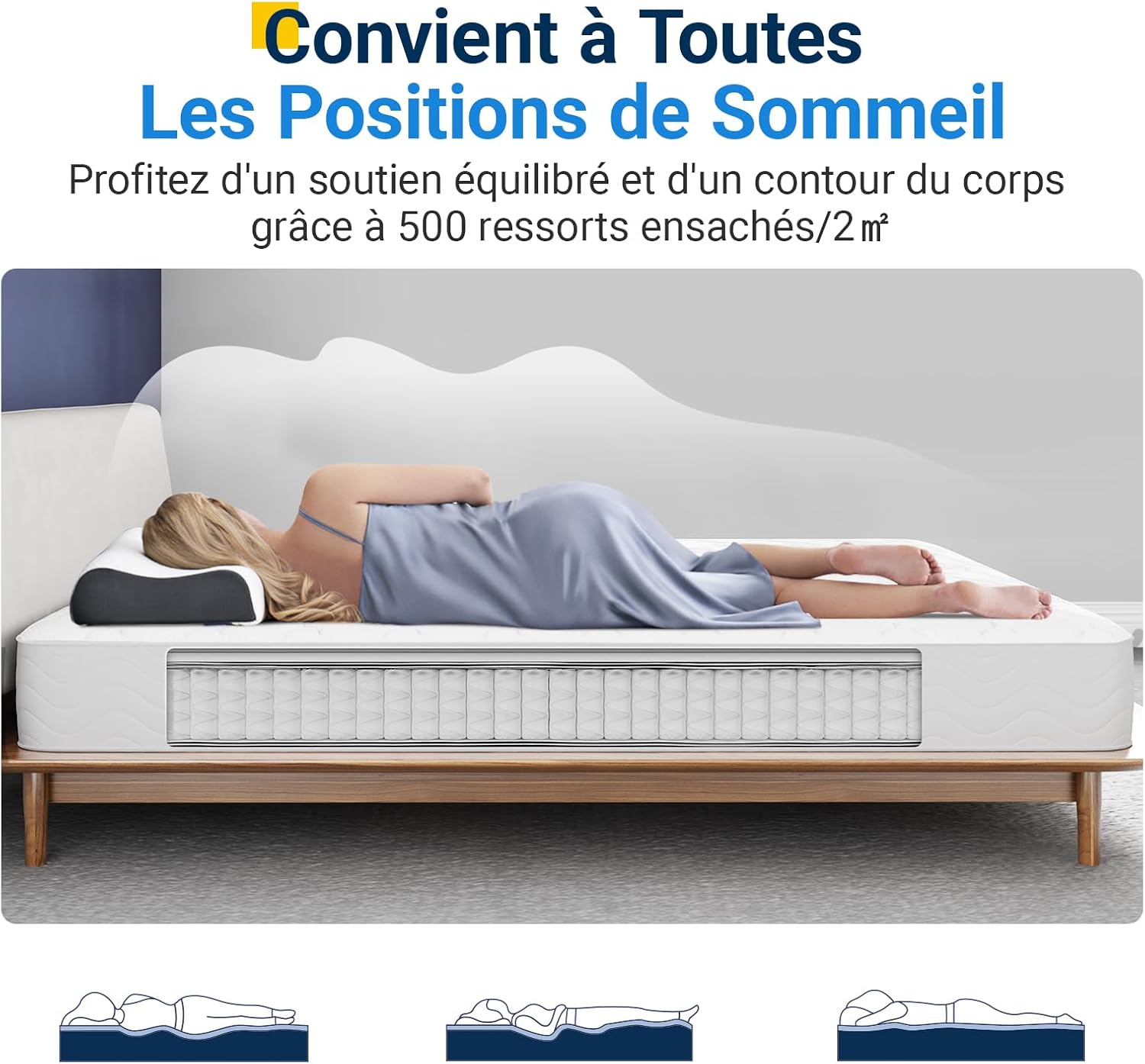 Avenco - matelas ressorts ensachés 140x190 - 20cm confort et soutien