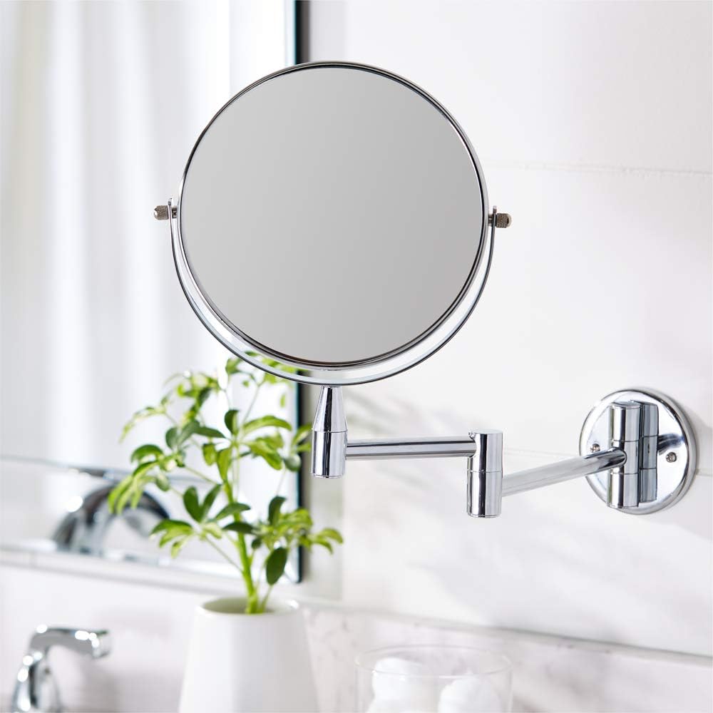 Amazon Basics - miroir mural rond - 38,6x2,9x27,9 cm - grossissant chromé