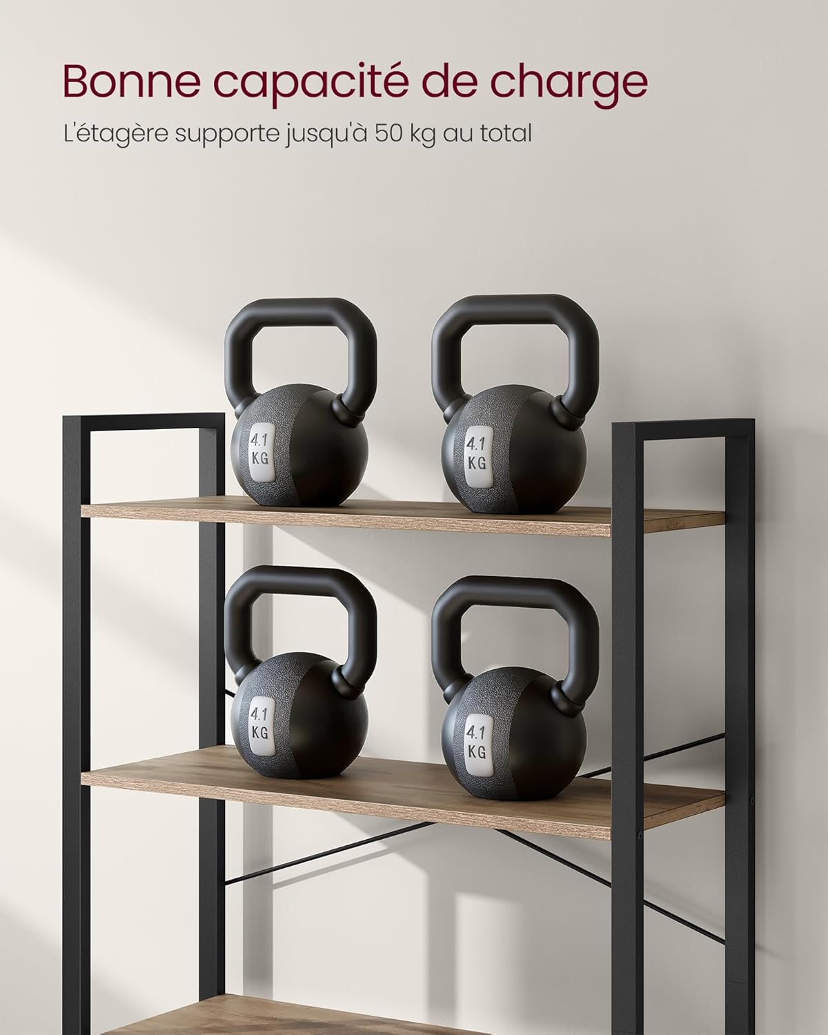 VASAGLE - étagère 6 niveaux - 30x80x186 cm - industriel, marron/noir - LLS082B50