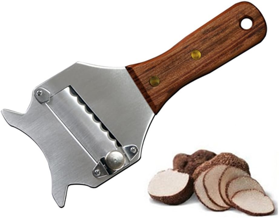 Trancheuse à truffes inox, poignée bois, lame réglable, trou suspendu, Tokaneit