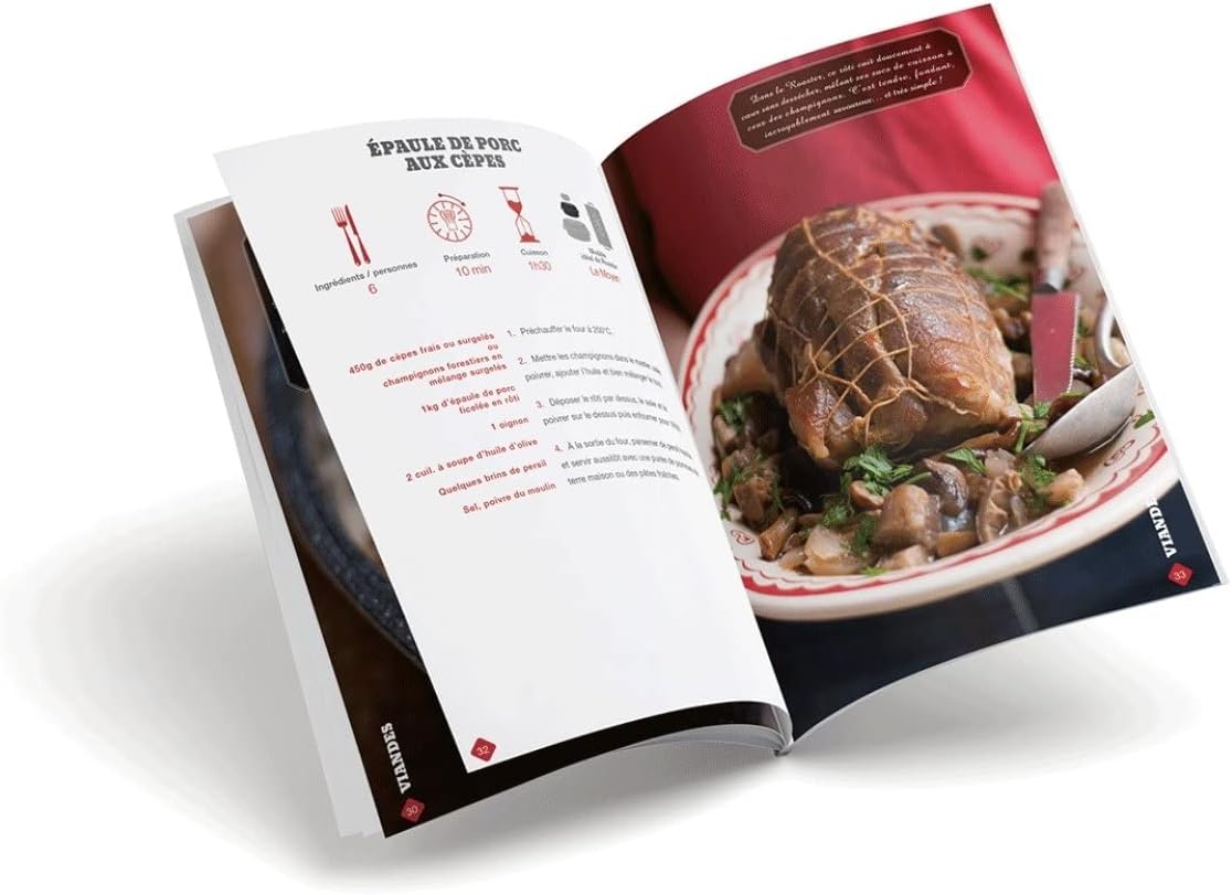 Graniteware - Cocotte Roaster moyen - acier émaillé, grille inox, livre recette