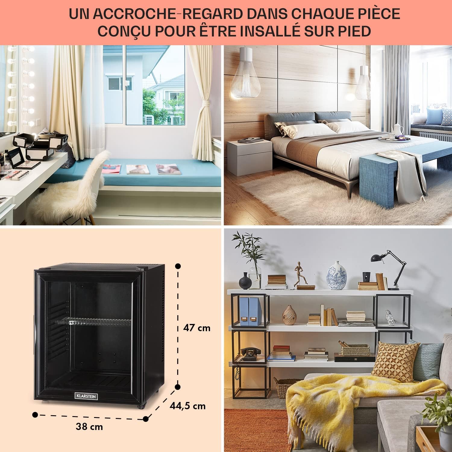 Klarstein - Mini Frigo 32L - silencieux, étagères réglables, 12-18°C