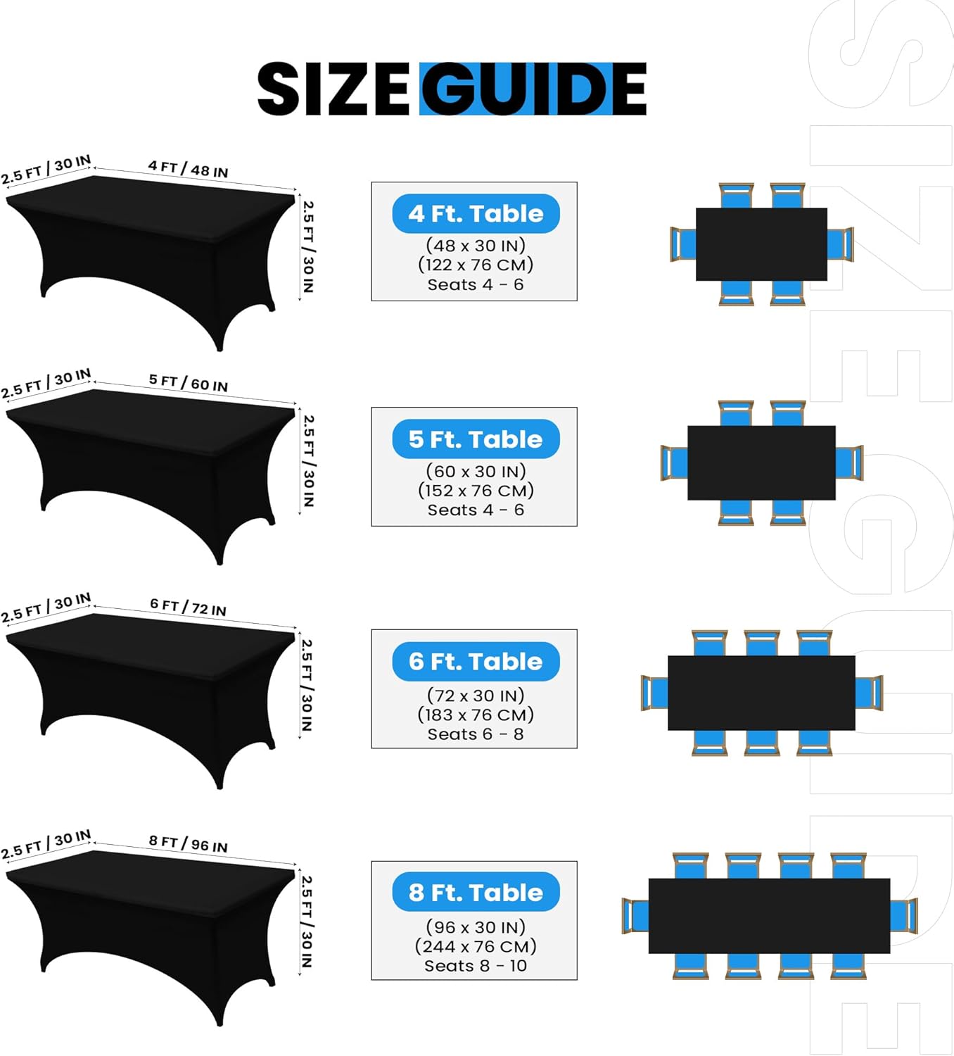 Utopia Kitchen - nappe extensible 183cm - polyester spandex lavable noir