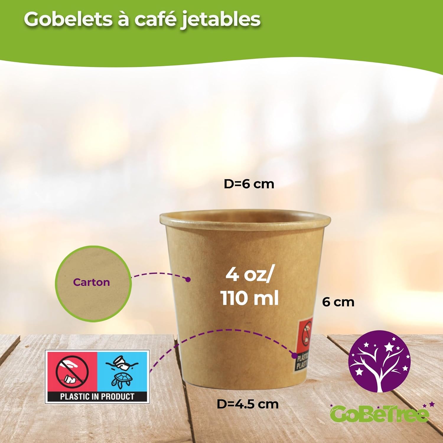 Gobelets en papier - 100 pièces - 120ml - kraft, jetables, chaud/froid