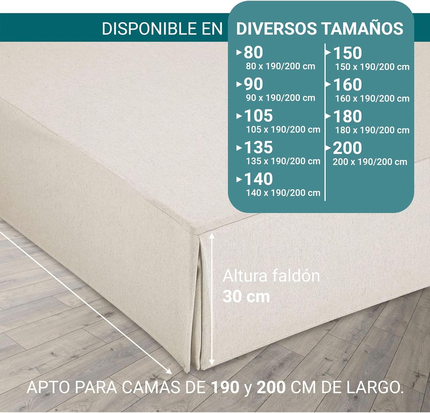 Housse de canapé - Taille jupon 80x190/200 cm - ivoire, antidérapante, respirante, fabrication Espagne