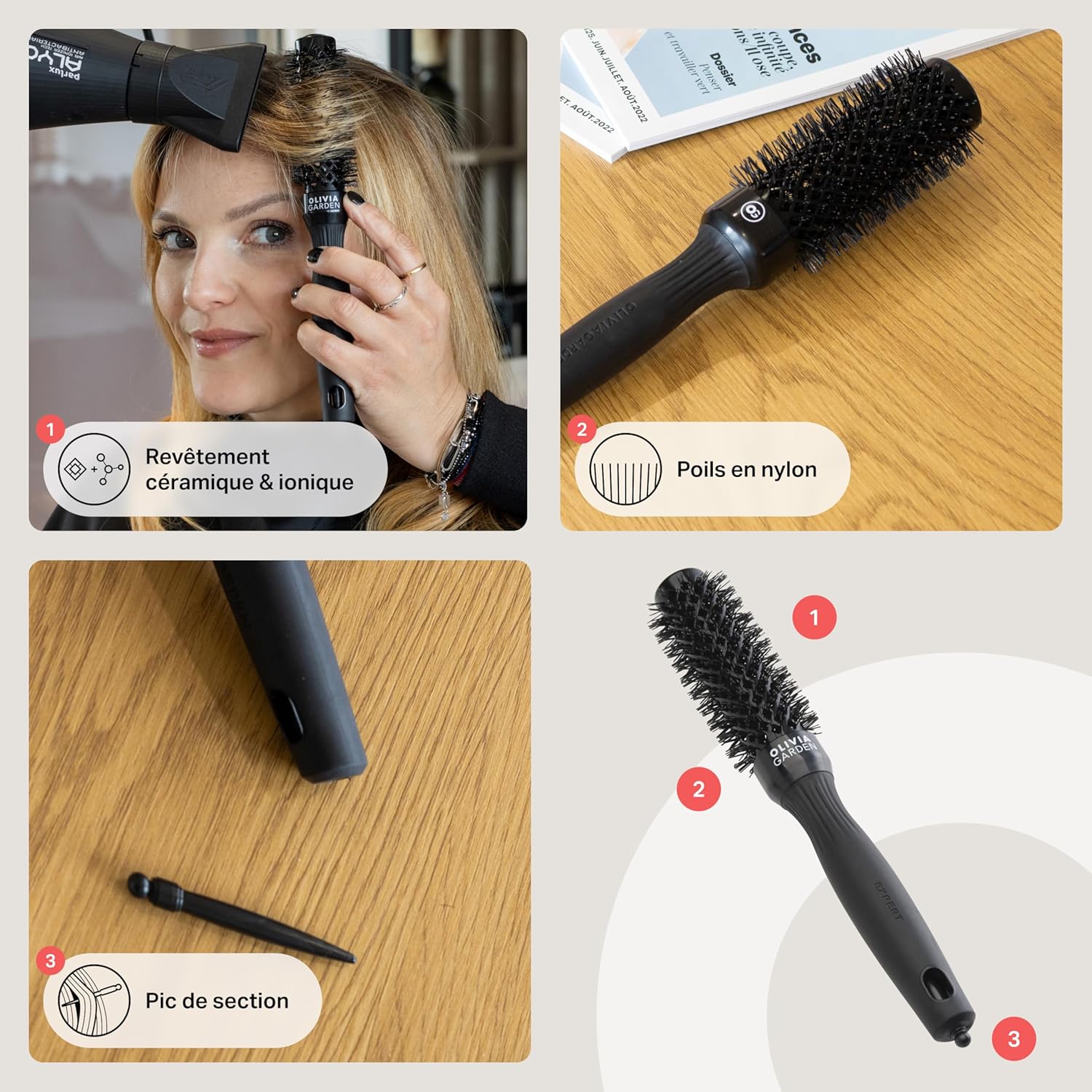 Olivia Garden - Expert Blowout Shine - ronde céramique antistatique - brushing brillant sans frisottis