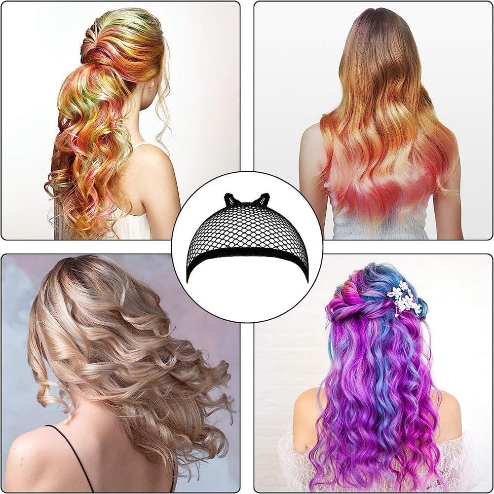 URAQT - bonnet filet à perruque unisexe, nude et noir, lot de 8 pièces