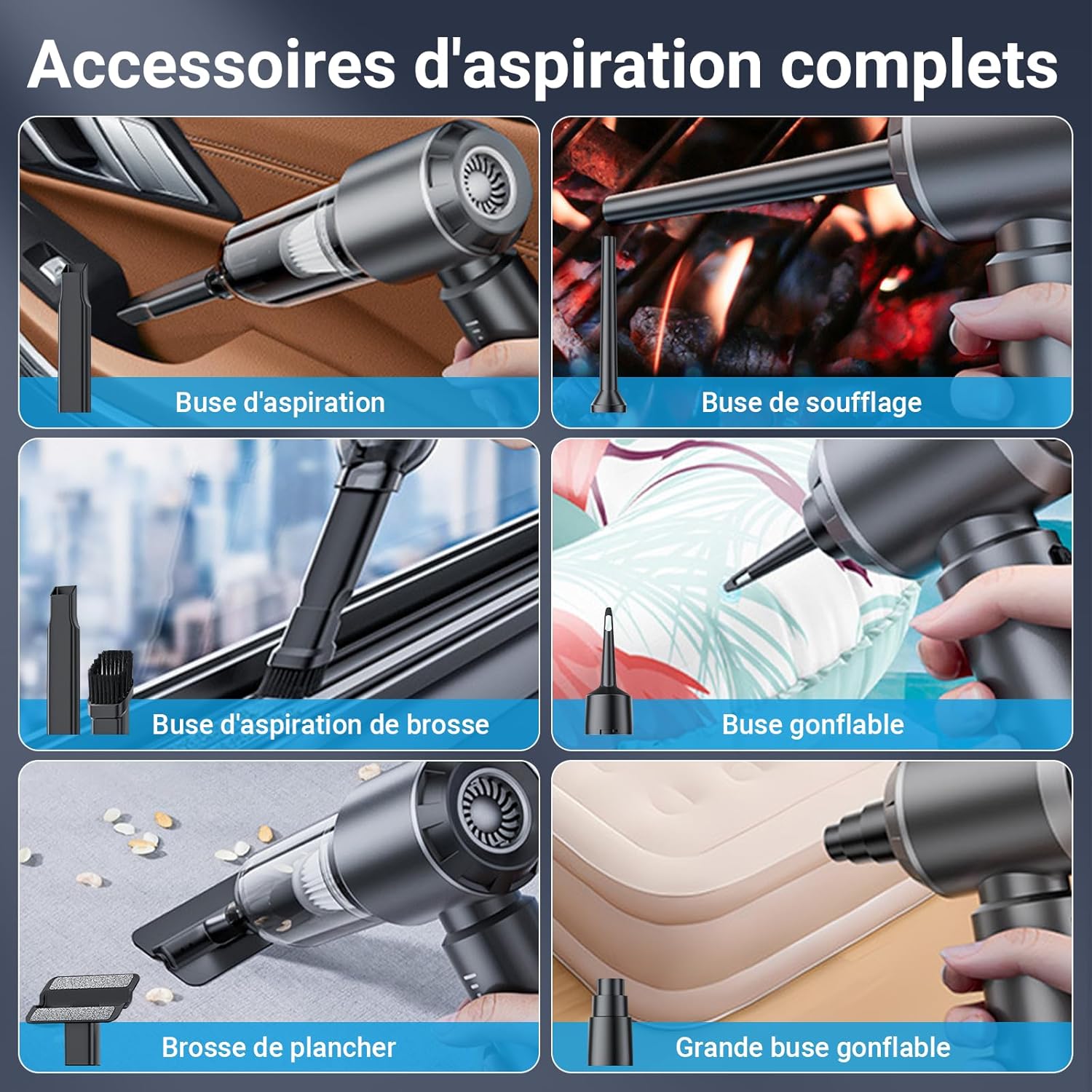 Aspirateur à main - sans fil - 26000Pa - 3 vitesses, moteur sans brosse