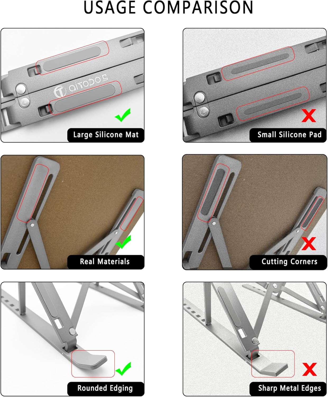 AiTodos - Support pliable aluminium - compact, ventilé, 6 positions