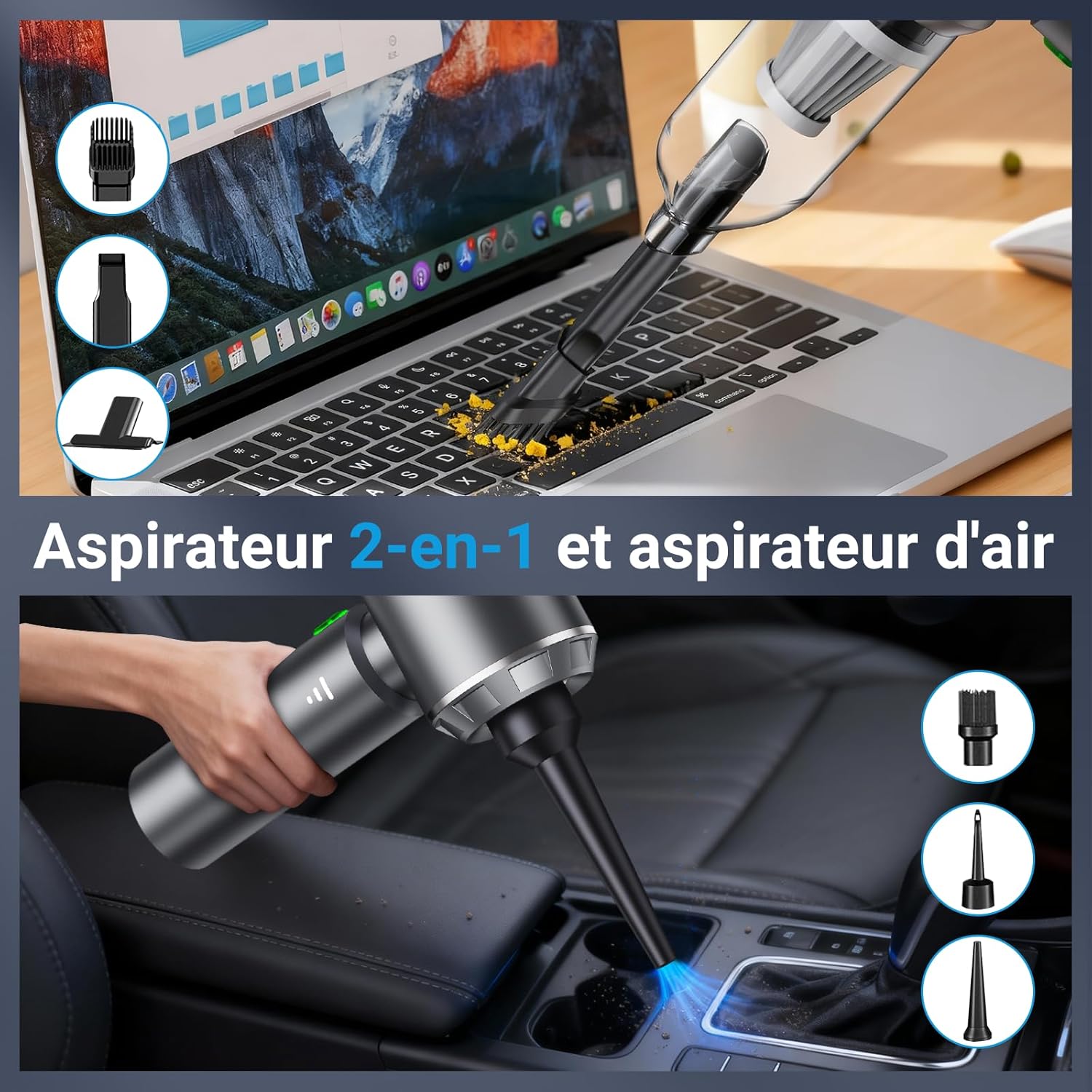 Aspirateur à main - sans fil - 26000Pa - 3 vitesses, moteur sans brosse