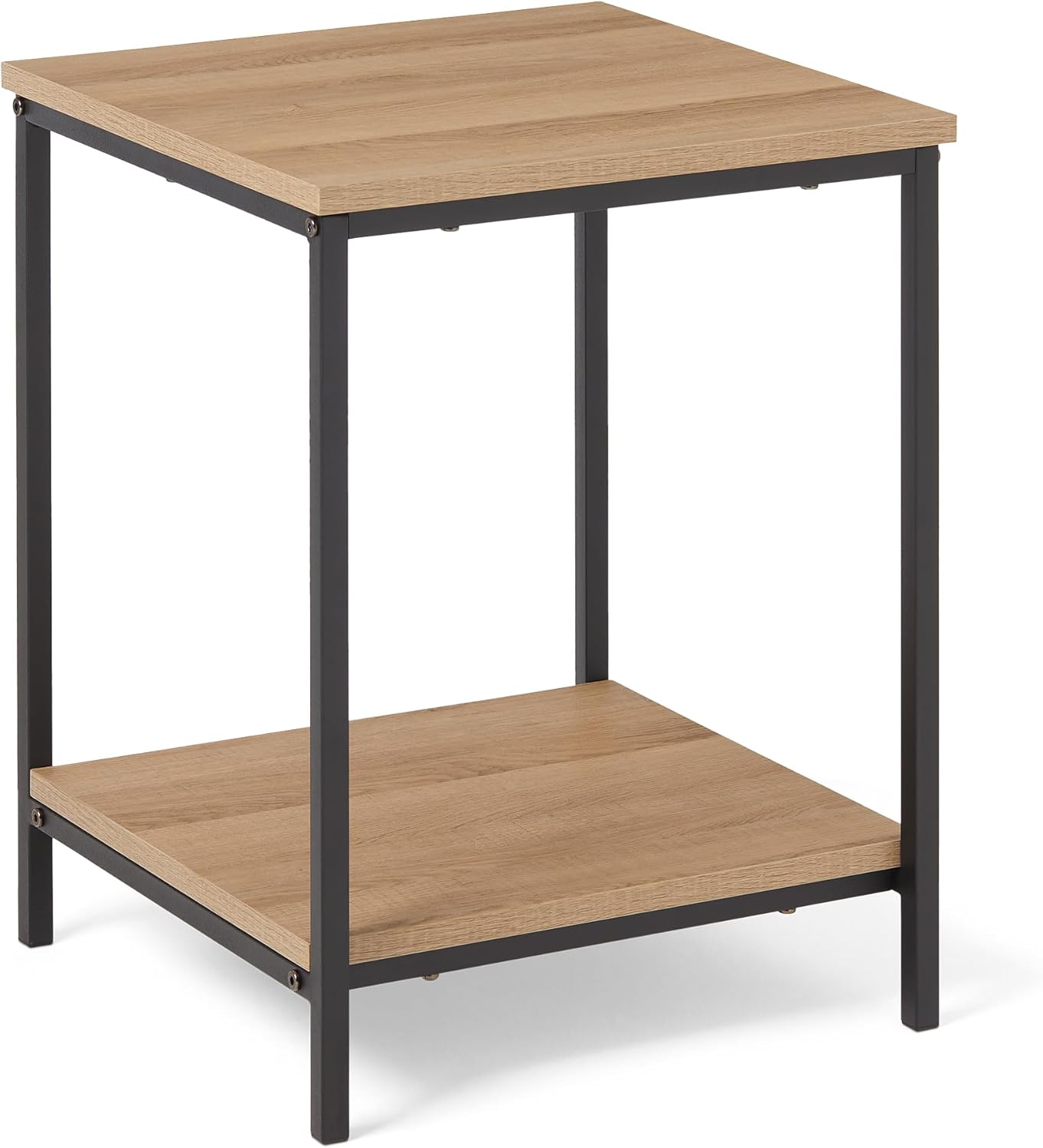 maxi-dealzz Basics - Table d’appoint carrée 40x40x51cm - chêne, étagère inférieure, cadre acier