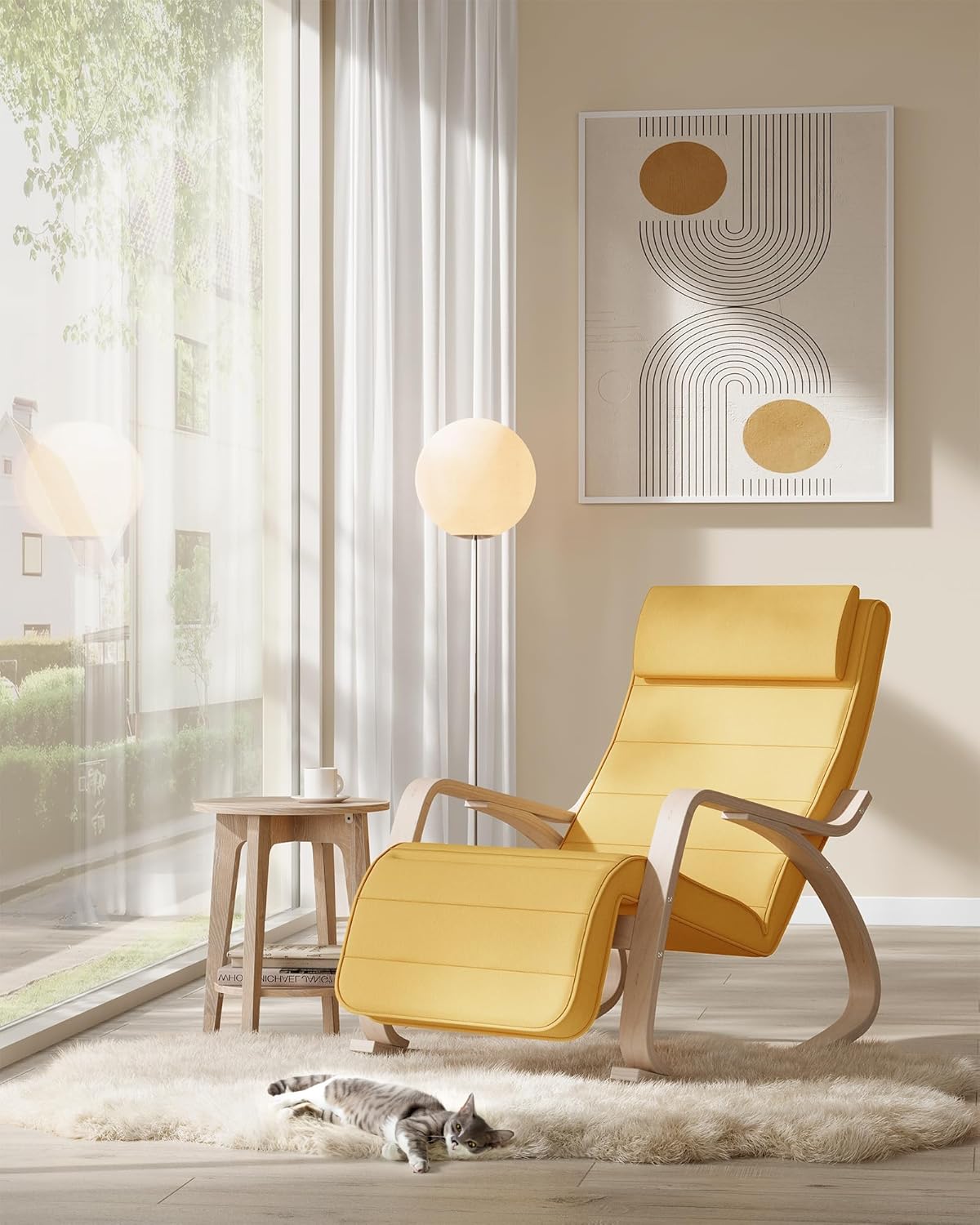 SONGMICS - fauteuil à bascule, bois, 121.5x67x84cm, 150kg, LYY010YE01