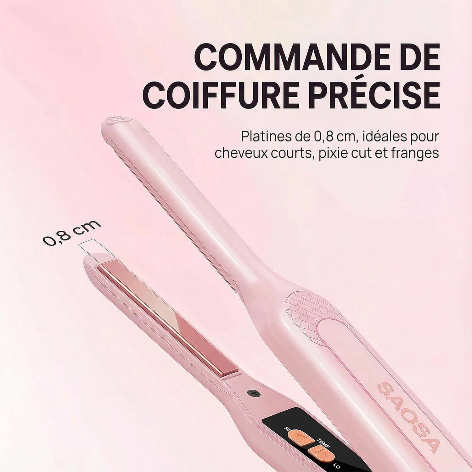 SAOSA - mini lisseur 2-en-1 - compact céramique, 90-210°C, double tension