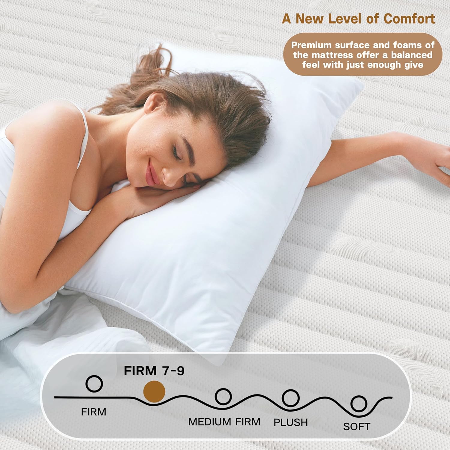 Matelas hybride extra ferme 150x200 cm, mousse mémoire, ressorts, 25 cm