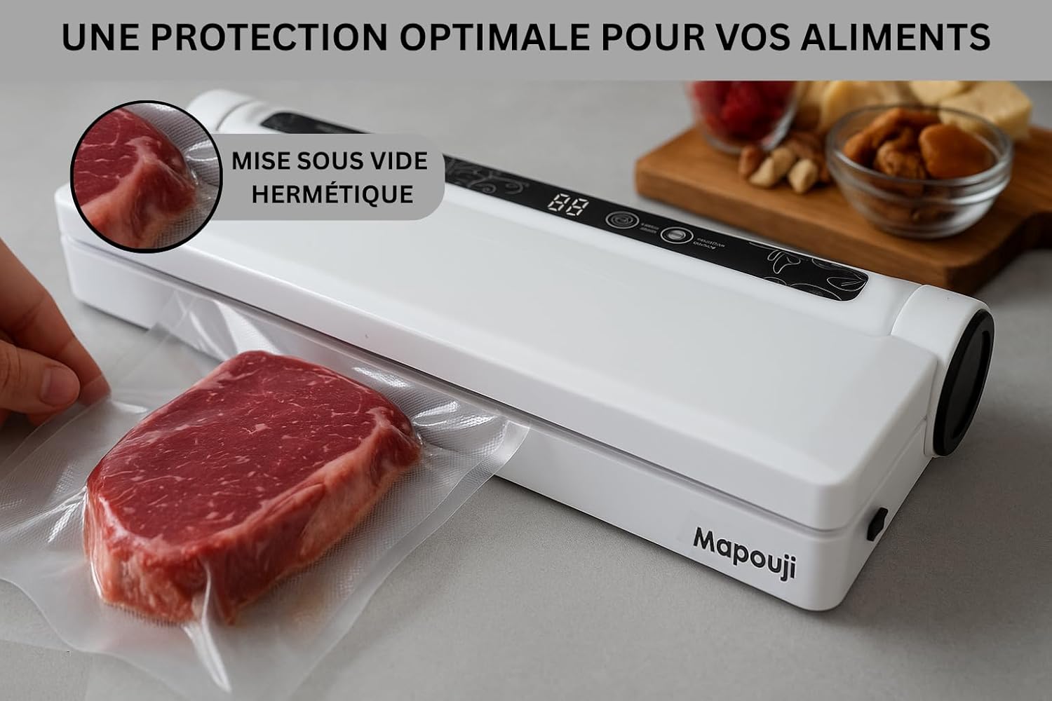 Machine sous vide alimentaire compacte - 20 sacs inclus - mise sous vide professionnelle, scellage rapide
