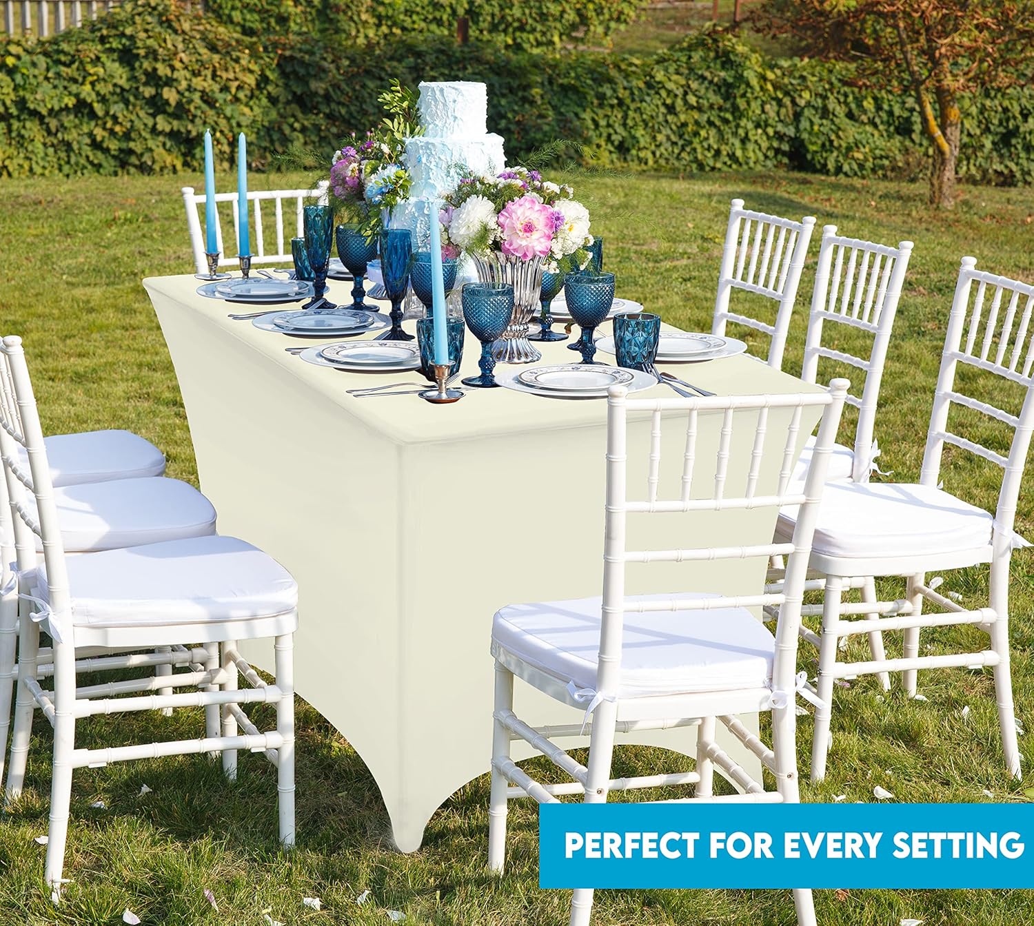 Utopia Kitchen - nappe extensible 8 pieds 244 cm - polyester/spandex lavable infroissable, lot de 2