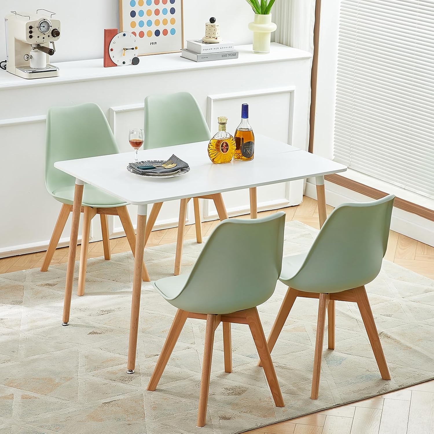 EGGREE - chaises scandinaves lot de 4 - bois hêtre - rembourrées, La Glace Verte