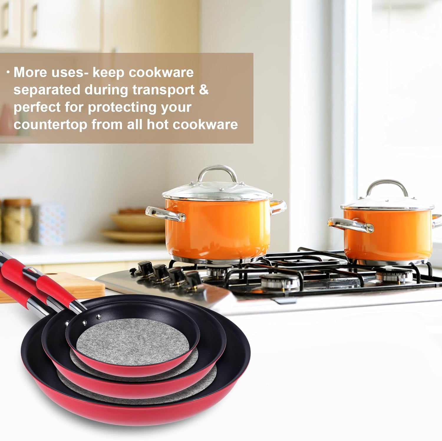 Flintronic - Protection casseroles 8 pièces - 19.1cm - protège-poêles premium anti-rayures