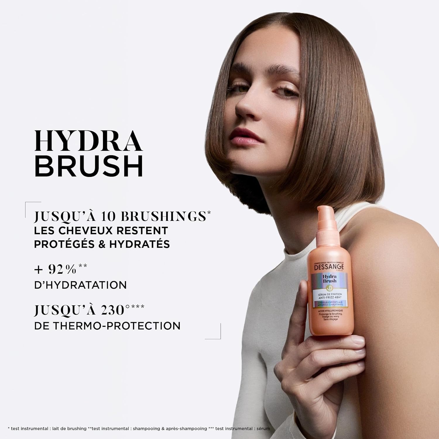 DESSANGE - Hydra-Brush Sérum Finition 100ml - anti-frizz, acide hyaluronique, protège brushing