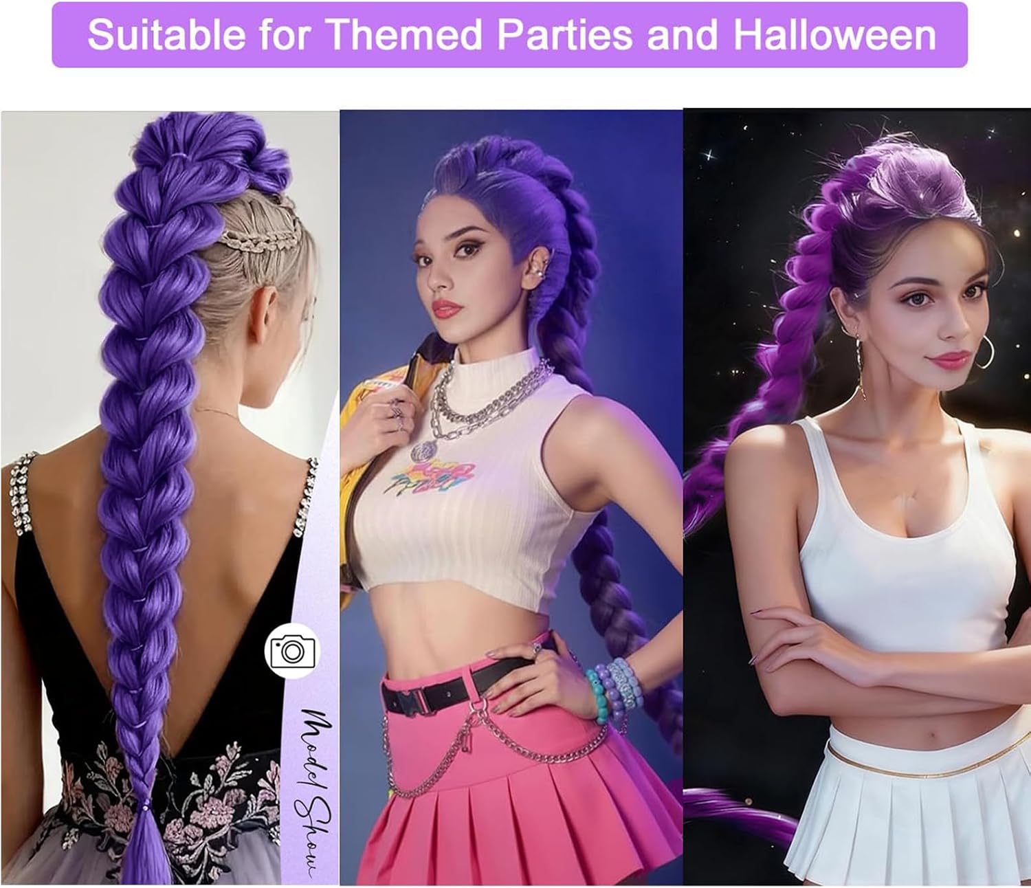 Rajout cheveux tressés - Violet Yaki - longueur variable - fibre synthétique basse température, style africain