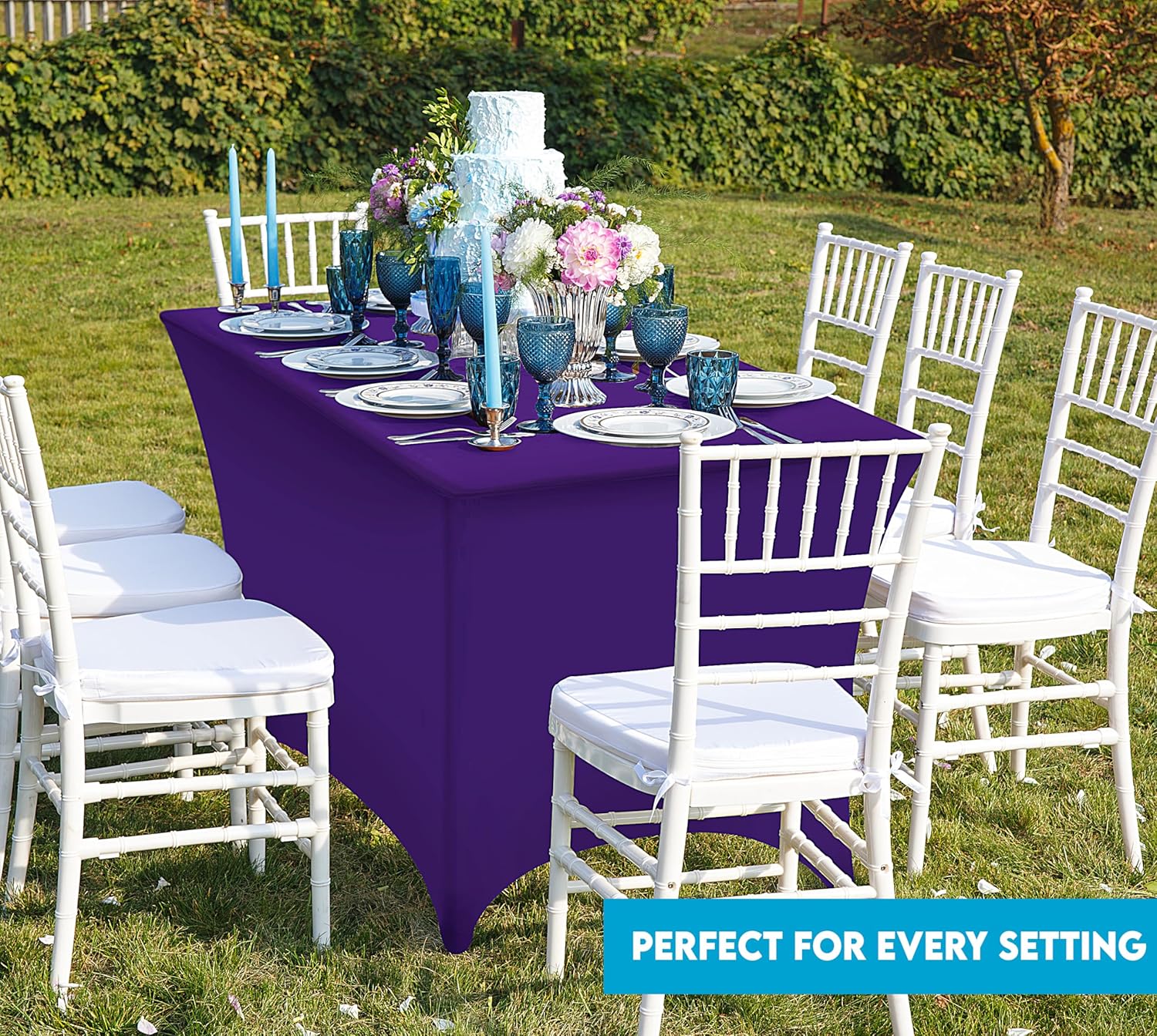 Utopia Kitchen - nappe extensible - 244 cm - polyester, spandex, lavable, infroissable, lot de 2