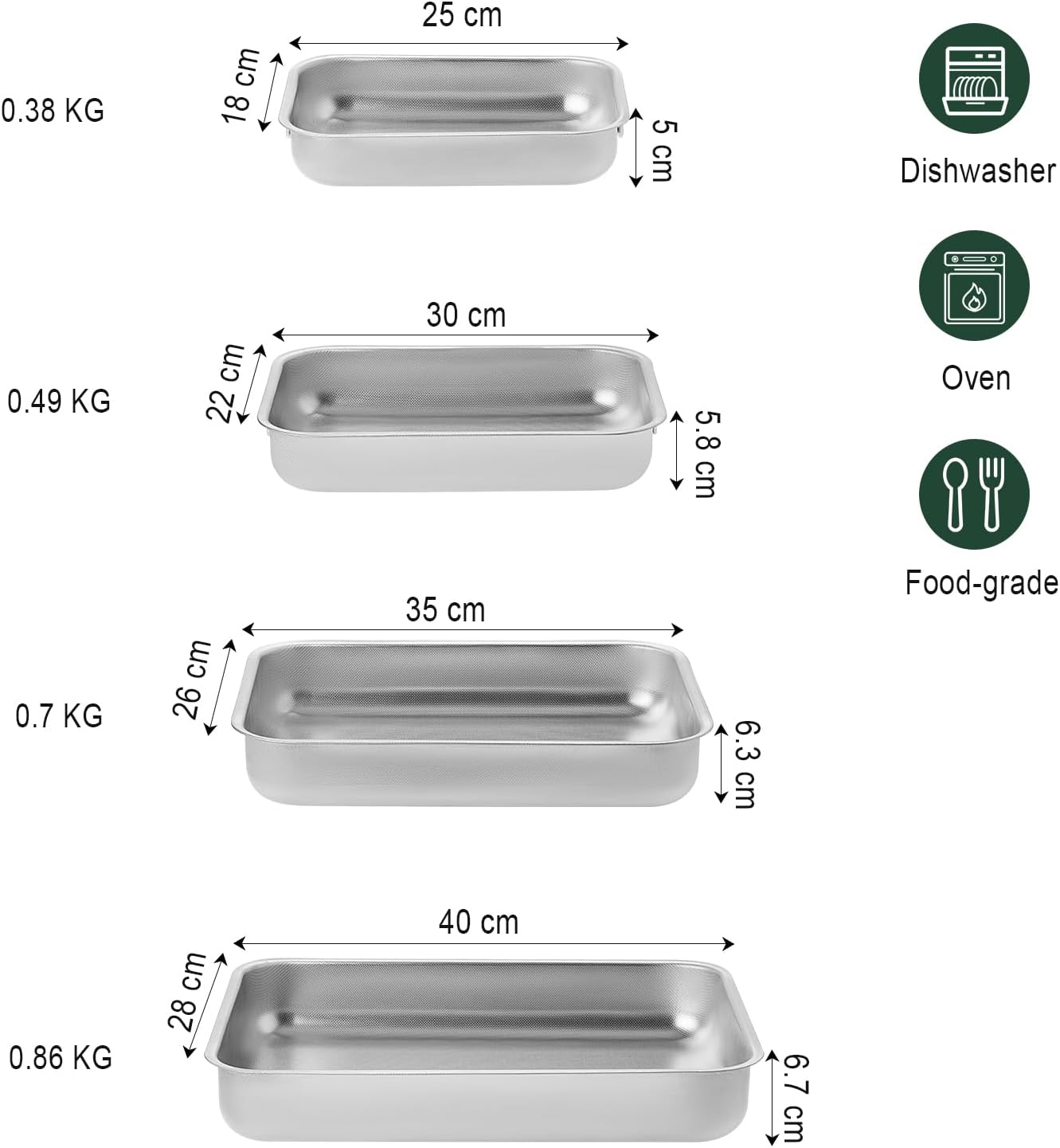 ROSSETTO - Plat à four inox avec poignées 40cm - texture nid d'abeille