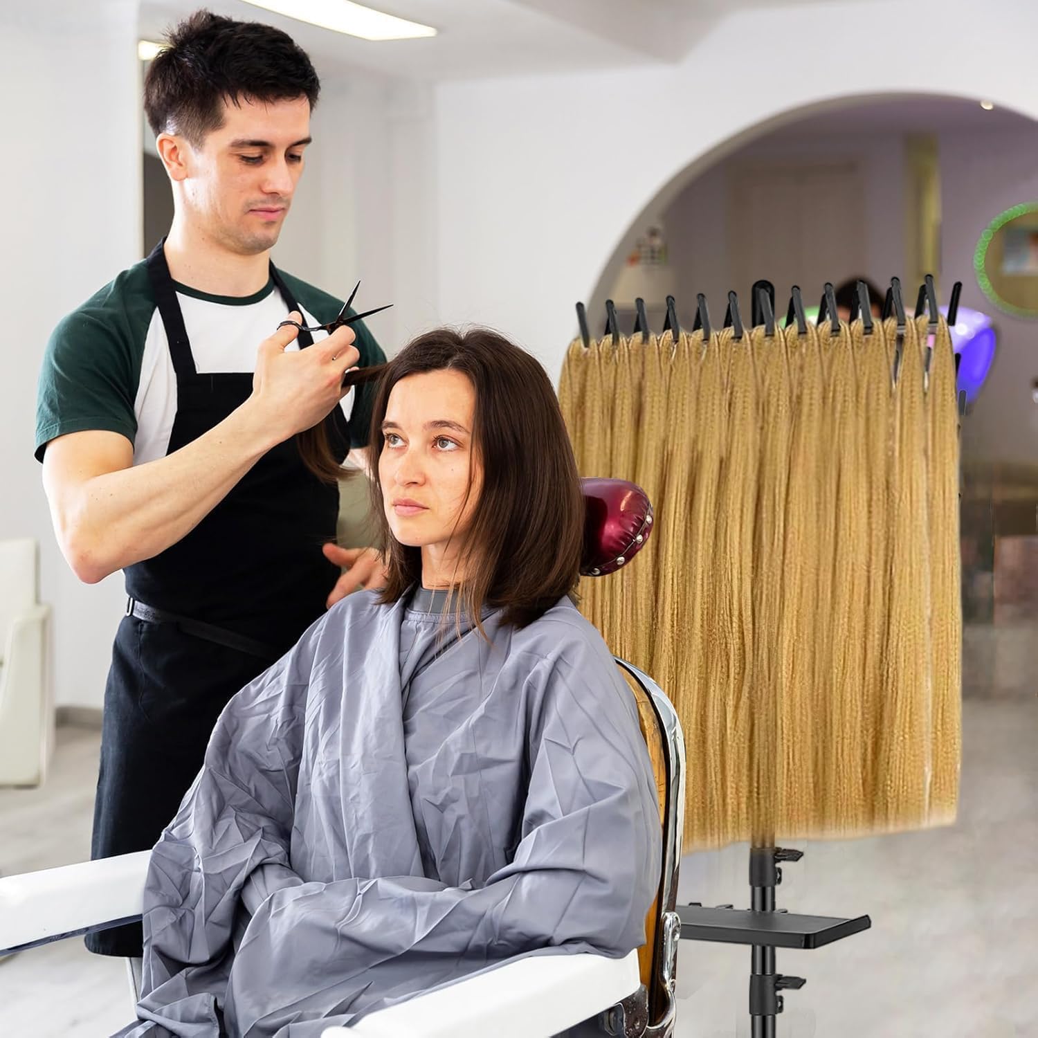 Gresonic - support coiffure professionnel - plateau perruques, 144 pinces