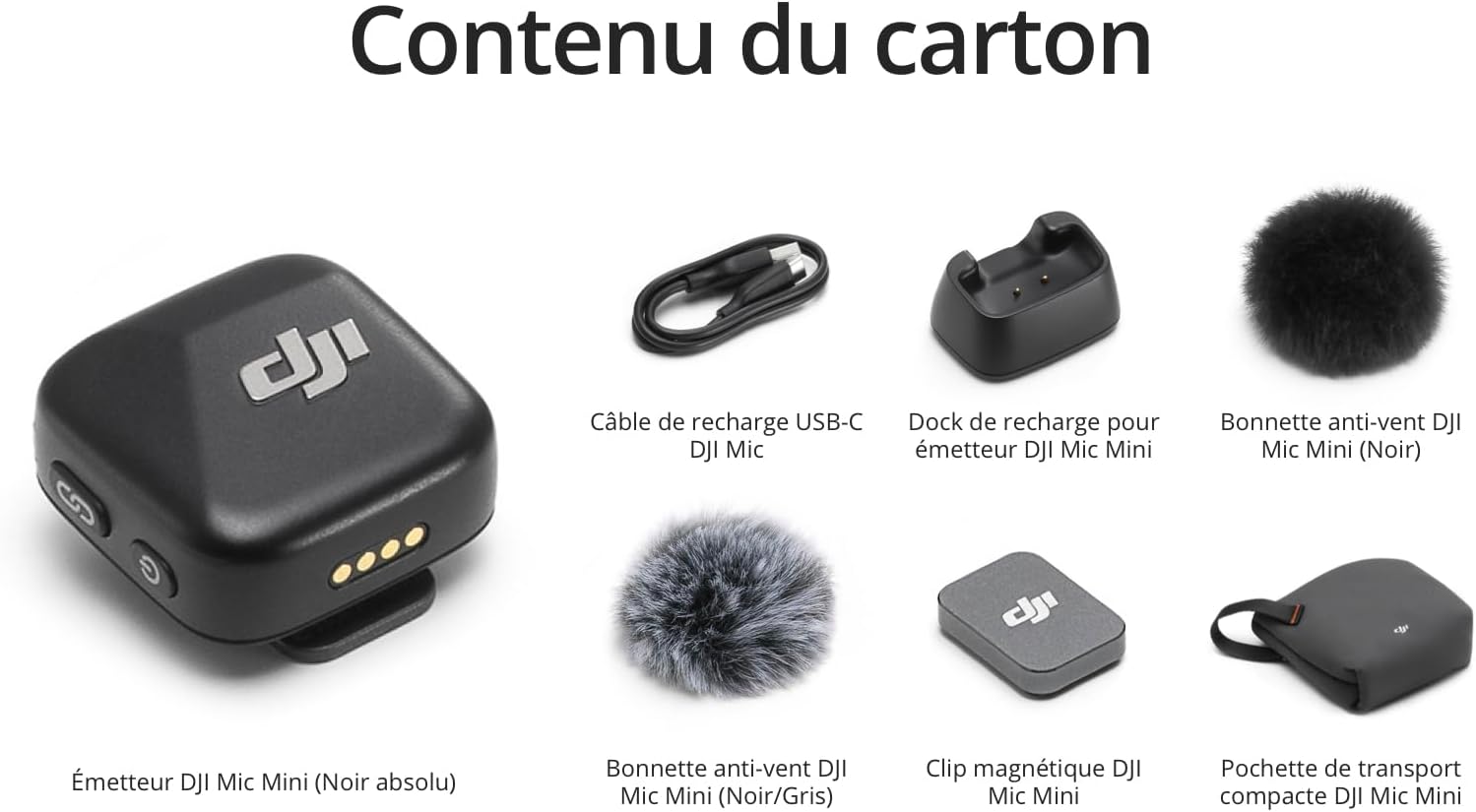 DJI - Mic Mini - ultra-léger, audio HD, noise cancel, sans fil