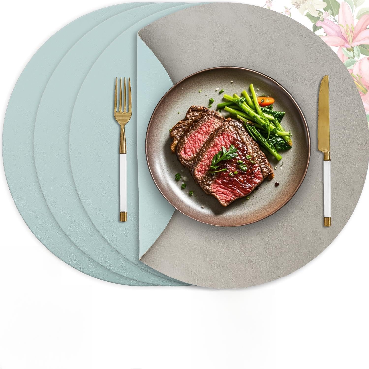 Set de table - rond PU double face 36x36cm antidérapant lavable