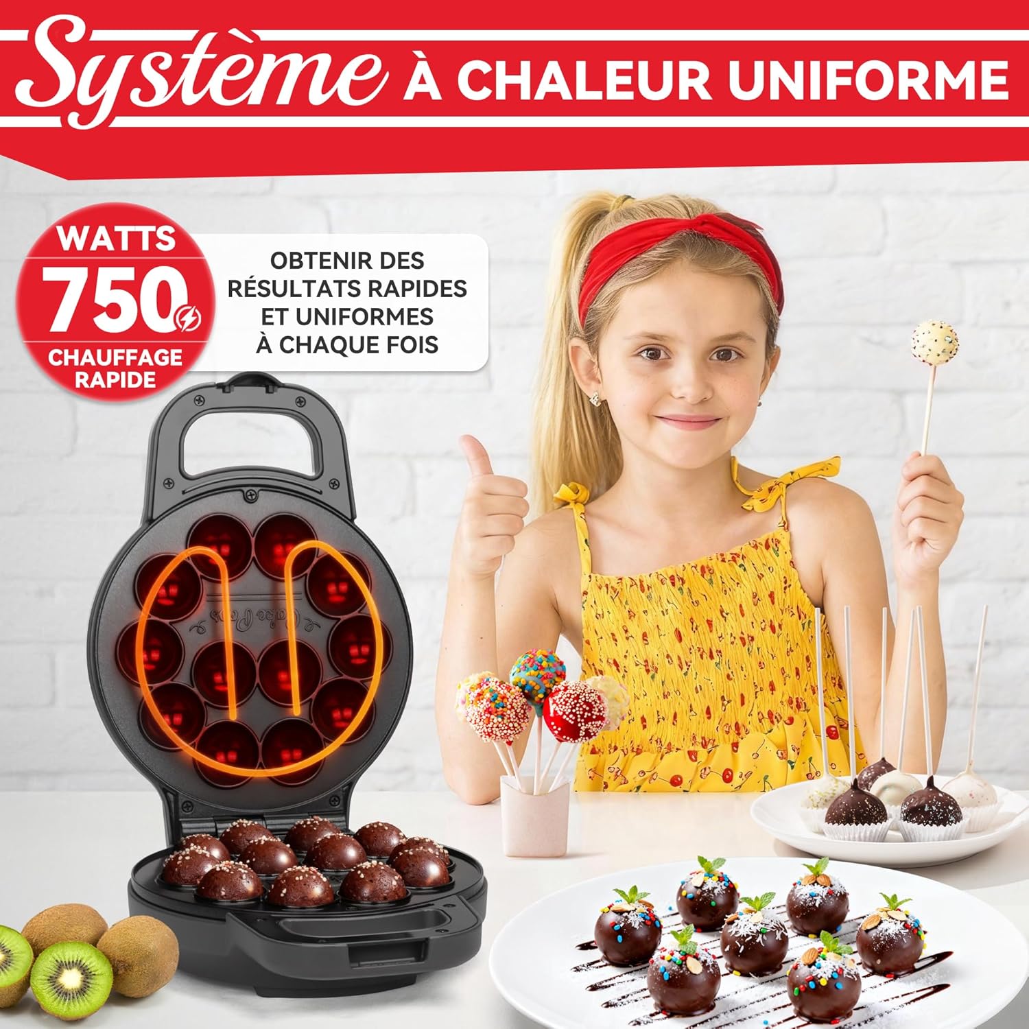 Flip - Cake Pop Maker - 12 x 1,4 cm - céramique, pinceau et recette