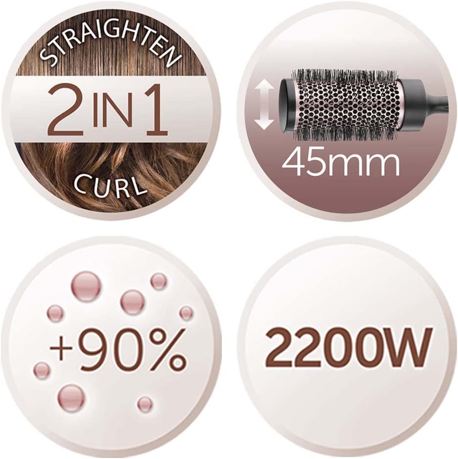 Remington - Sèche-cheveux Curl&Straight - 2200W - 3 températures, 2 vitesses, accessoires - D5707