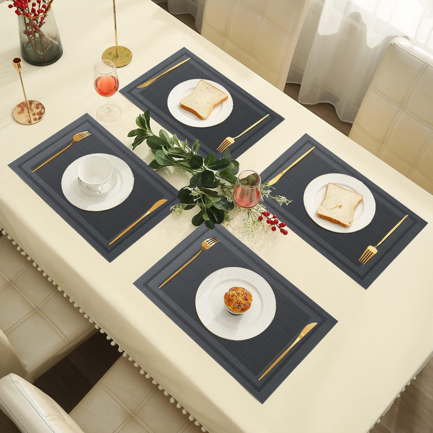 IPEA - Sets de Table élégants - 45x30 cm - lavables, antidérapants, résistants à la chaleur